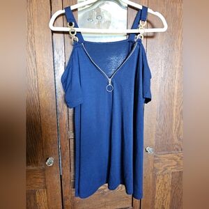 Women's Cold Shoulder Navy Top